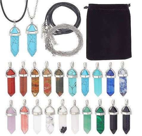 ***DIY***  20pcs / Natural /Synthetic / Bullet Shape / Gemstone Pendants/ Necklace Jewelry / Kit