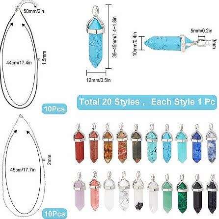 ***DIY***  20pcs / Natural /Synthetic / Bullet Shape / Gemstone Pendants/ Necklace Jewelry / Kit