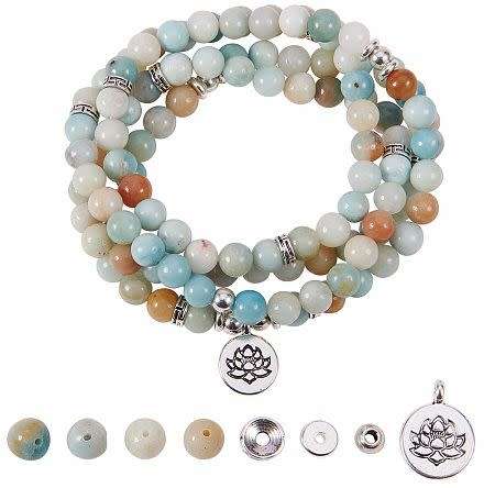 ***DIY***Natural Amazonite Beads / Tibetan Style Spacers  /Bracelet Making Kit