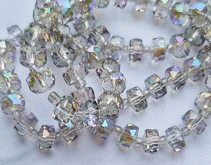 20pc  Rondelle / Faceted / AB Electroplated Glass Beads (7x5mm)