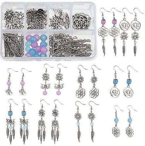 ***DIY*** 10 Pairs/ Imitation Jade Beads/ Flower Of Life /Earing Making Kit