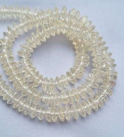 1 Strand   (6x3mm)  Yellow /  Crackle / Disc/ Glass Beads (+/- 140pcs)