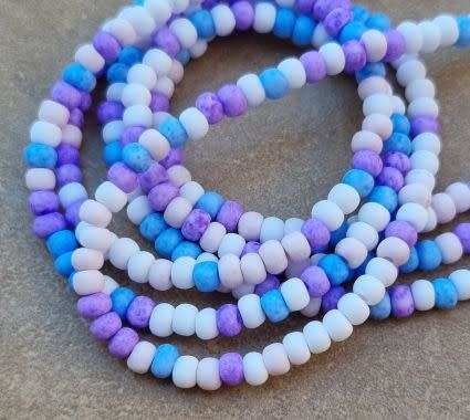 1 Strand   (+/-4x3 mm) Purple / Blue / Light Pink / White / Opaque /  Glass Beads (+/- 140pcs)