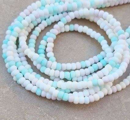 1 Strand   (+/-4x3 mm) Light Green/Light Pink / Light Yellow/White / Opaque /  Glass Beads