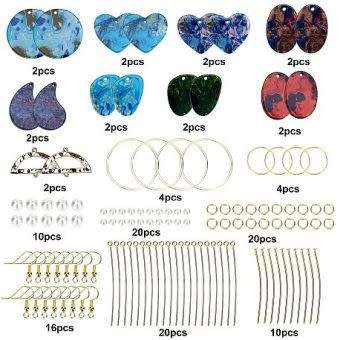 ***DIY*** 8 Pairs/ Resin Pendants / Glass Pearls /Dangle Earing Making Kit