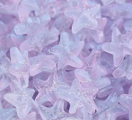 10Pc x (14 mm)  Pink / Blue Painted  Starfish Glass Beads