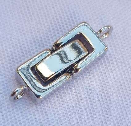 1Pc x Silver Tone /  Brass / Fold Over Clasp - 1 Set