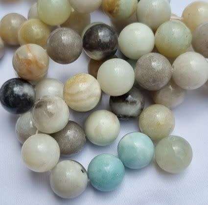 1 Strand (+/-12mm)  Natural  / Flower / Amazonite / Round Beads  (+/-30pcs)