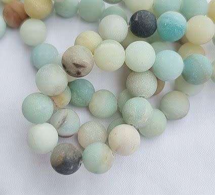 1 Strand  (8mm)   Natural /Frosted/ Flower  Amazonite Round  Beads +/- 44pcs