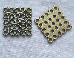 1pc x (15x15mm) Square / Antique Bronze / Tibetan Style / Connector / Chandelier Component