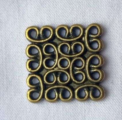 1pc x (15x15mm) Square / Antique Bronze / Tibetan Style / Connector / Chandelier Component