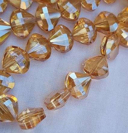 10pc  (10.5x12mm) Light Orange / Drop  / Electroplate / Faceted  Glass Beads