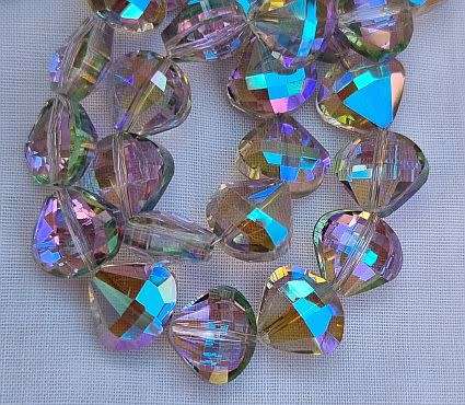 10pc  (10.5x12mm) Light Purple / Drop  / Electroplate / Faceted  Glass Beads