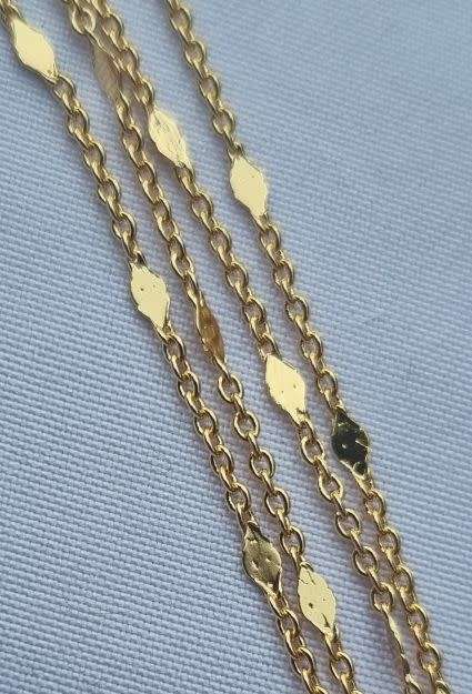 1m 18k Gold Plated  / Rhombus /  / Brass Chain /  Link Size 1.5x1mm