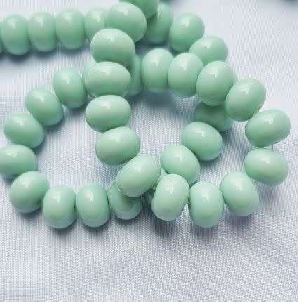 *Clearance Sale*12pc  (10x7mm) Light Green Rondelle Glass Beads