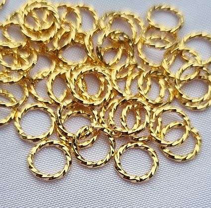 20pc  x 8mm Twisted Gold Tone Open Jump Rings