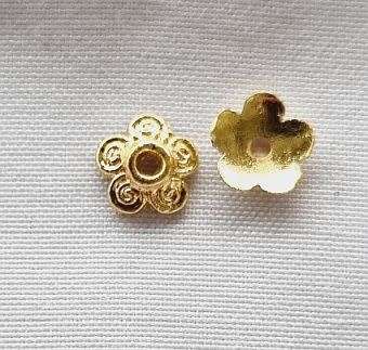 10pc x 7mm / 18K Gold Plated /  Tibetan Style  Bead Caps