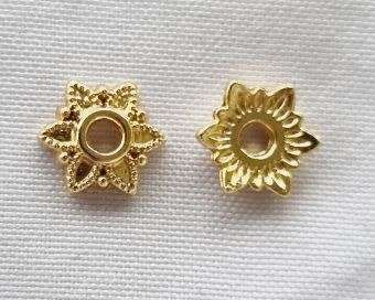 10pc x 7.5mm / 18K Gold Plated /  Tibetan Style  Bead Caps