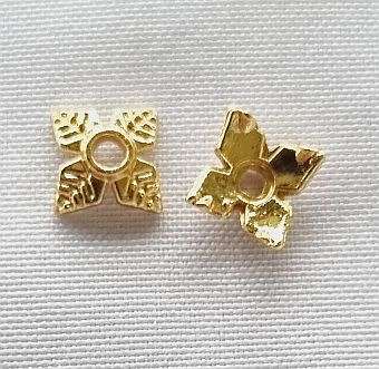 10pc x 8mm / 18K Gold Plated /  Tibetan Style  Bead Caps