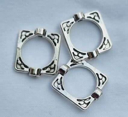 4pc x (16x14mm) Square / Bead Frame / Tibetan Style / Spacer Beads