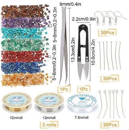 ^^Beading Kit^^  Natural / Assorted Gemstone Chips / Findings / Tools