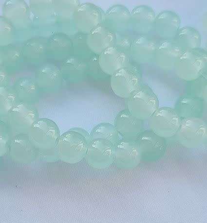 20Pc x 8mm  Pale Green  / Painted / Round  Glass  Beads