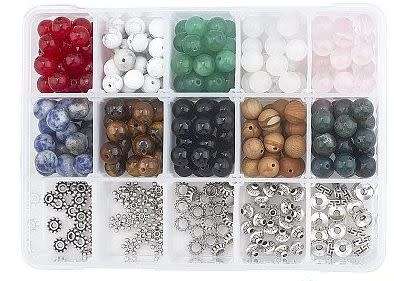 ^^ Stretch Bracelet Beading Kit^^  Natural / Assorted 8mm Gemstone Beads /  Findings/ Tools
