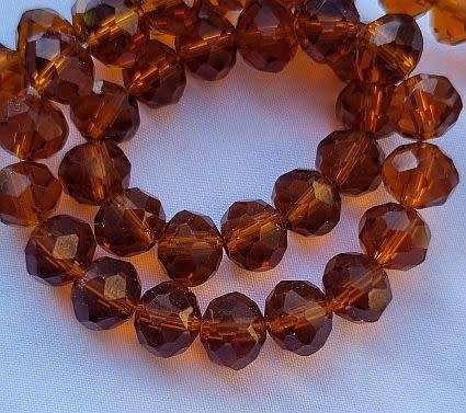 10pc x (10x7mm) Brown Rondelle Faceted  Glass  Beads