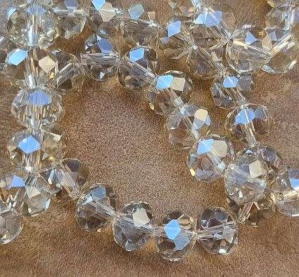 10pc x (10x7mm) Rondelle Faceted  Glass  Beads