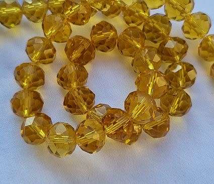 10pc x (10x7mm) Yellow Rondelle Faceted  Glass  Beads