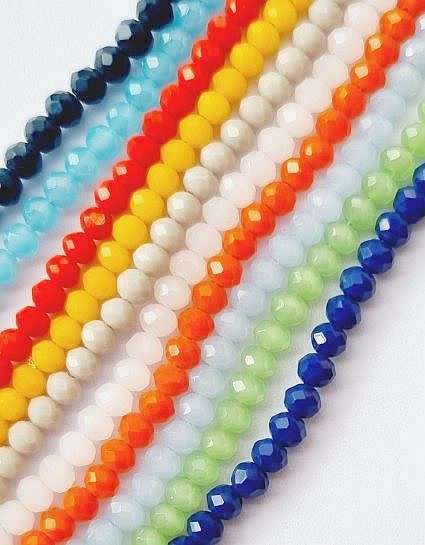 10 Strands (+/- 3x2.5mm)  Mixed / Faceted /  Rondelle Glass Beads +/- 125pcs Per Strand