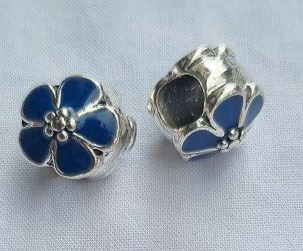 1 Pc x 10mm Dark Blue Flower / Round  Tibetan Style /Metal Spacer Bead / Fit  European Bracelet