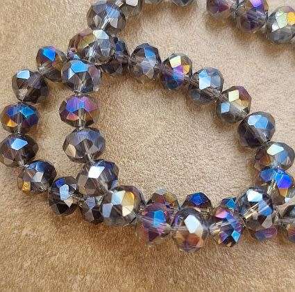 20pc (8x6mm) Smoky  / Faceted /  Rondelle Glass  Beads