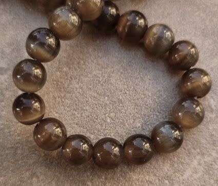 10pc x 8mm Brown Round Cat`s Eye Beads