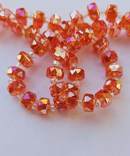 20pc   Orange   /Rondelle / Faceted / AB Electroplated Glass Beads (7x5mm)