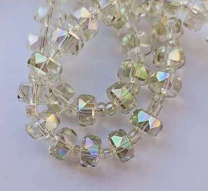 20pc  Clear/ Light Green Electroplated   /Rondelle / Faceted / AB  Glass Beads (7x5mm)