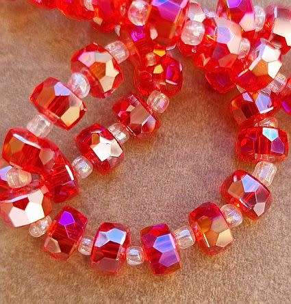 20pc   Red /Rondelle / Faceted / AB Electroplated Glass Beads (7x5mm)