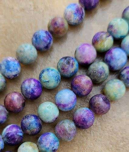 *Clearance Sale*1 Strand  x (+/-8mm)  Natural  /  Calcite / Purple  Round Beads