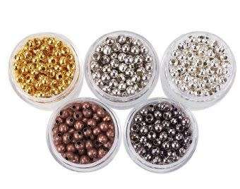 5 Colors +/- 700 pc x 4mm / Round / Iron / Spacer Beads/ +/- 140pc Per Color