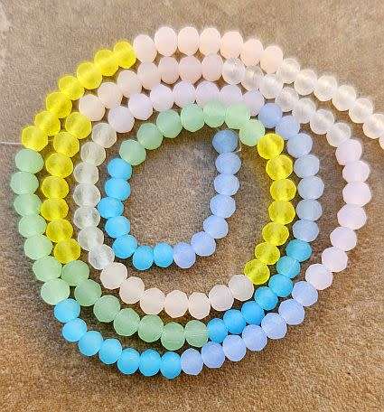 *Clearance Sale*1 Strand (4x3mm) Multi Color / Frosted / Faceted  Glass Beads / +/- 147 Pcs