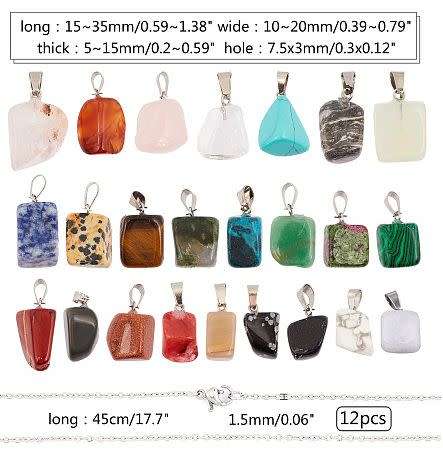 ***DIY***  24pcs / Natural /Synthetic / Nugget Shape / Gemstone Pendants/ Necklace Jewelry / Kit
