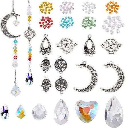 ***DIY*** 176pcs / Sun Catcher / Glass Beads / Glass Pendants / Alloy Pendants Making Kit