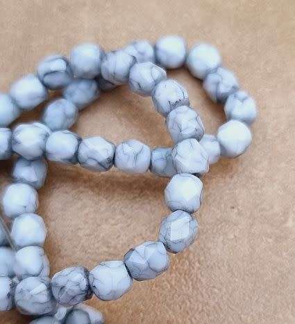 20pc x 5mm Smoky Column Marble / Painted / Faceted  Glass Beads