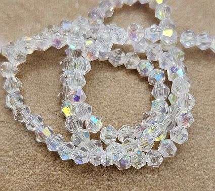 1 Strand (+/-3mm)  Clear /  AB / Faceted /  Bicone / Glass Beads +-/ 120pcs