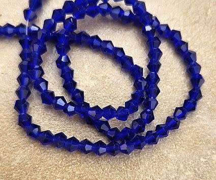 1 Strand (+/-3mm)  Dark Blue / Faceted /  Bicone / Glass Beads +-/ 120pcs