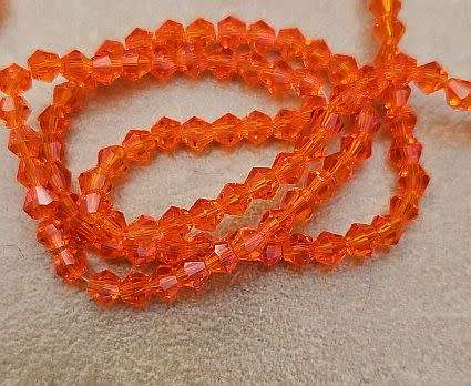 1 Strand (+/-3mm)  Orange / Faceted /  Bicone / Glass Beads +-/ 120pcs