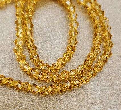1 Strand (+/-3mm)  Yellow / Faceted /  Bicone / Glass Beads +-/ 120pcs