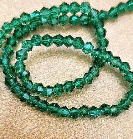 1 Strand (+/-3mm)  Dark Green / Faceted /  Bicone / Glass Beads +-/ 120pcs