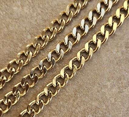 1m  Stainless Steel  / Cuban Link  /  Gold Tone / Chain /  Link Size 7x5mm