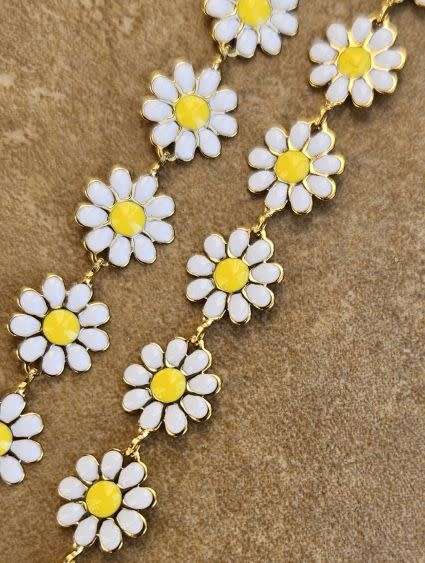 *Clearance Sale*1m  Gold Plated / Stainless Steel / Enamel / Flower Link / Chain /  Link Size 10x5mm